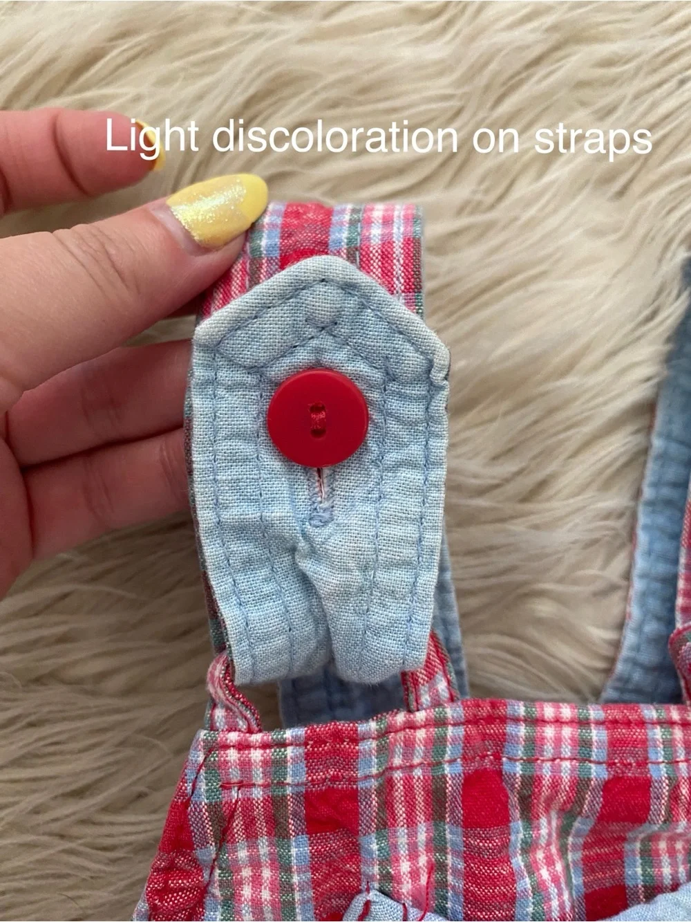 Vintage Oshkosh B’gosh 90s Red Blue Plaid One Piece Overalls Jumpsuit 24 Months